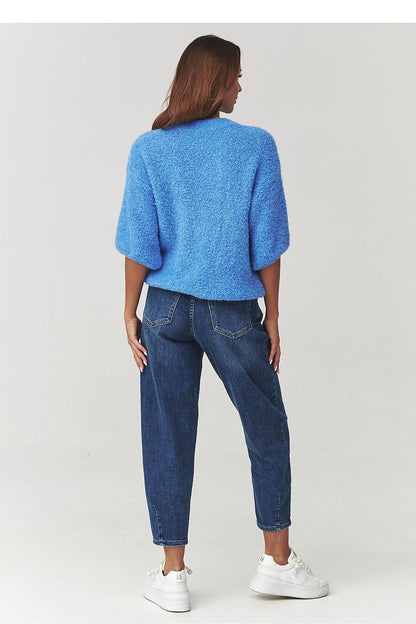 Elegant Makadamia Jumper in soft cloud-like fabric, featuring a loose fit and elbow-length sleeves, available in EU size 0, perfect for luxurious comfort and style.