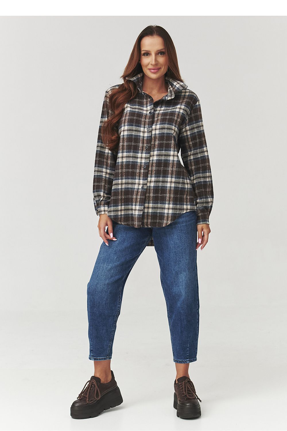 Various colour options of the Makadamia Long Sleeve Cotton Plaid Shirt displayed, showcasing versatility in hues and styles for sophisticated wearers.