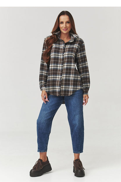 Various colour options of the Makadamia Long Sleeve Cotton Plaid Shirt displayed, showcasing versatility in hues and styles for sophisticated wearers.