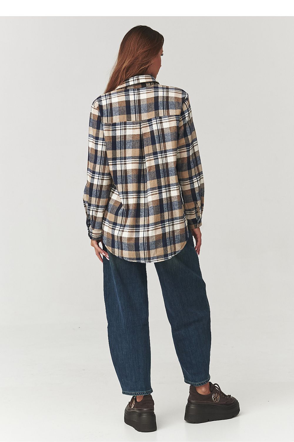 Makadamia Long Sleeve Cotton Plaid Shirt available in elegant autumn tones, perfect for enhancing your wardrobe with a touch of luxury.