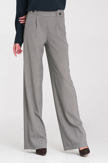 Elegant high-waist women's trousers by Nife, featuring a loose fit and decorative buttons in a stylish design, perfect for sophisticated outfits.