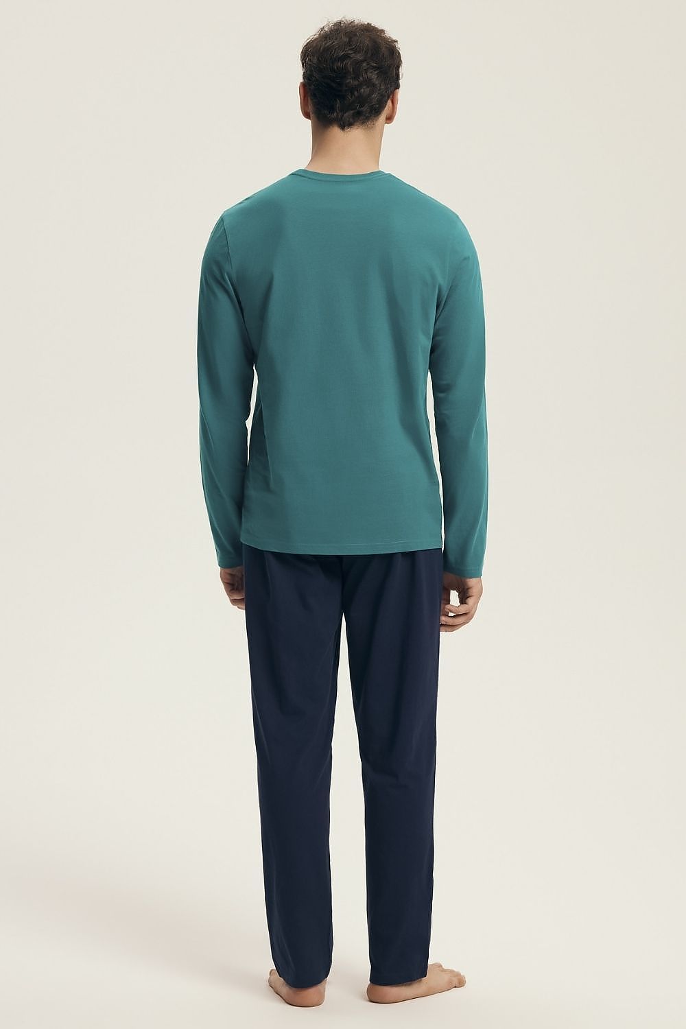 Luxury Henderson Men's Cotton Pajamas Set featuring a long sleeve shirt and modern print, designed for comfort and style, available in sizes M to XXXL.