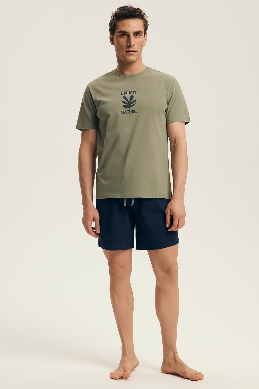 Close-up of Henderson Women's Cotton Pyjamas Set showcasing the elegant print on the t-shirt, crafted for a soft and fashionable feel.