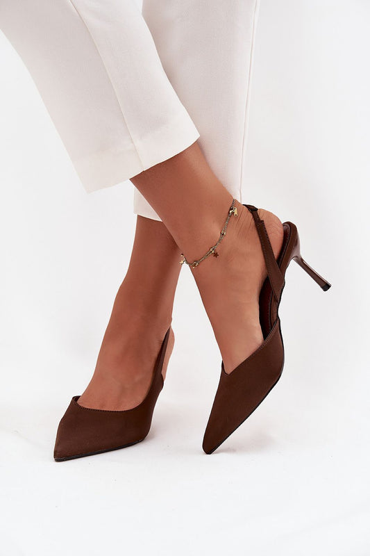 Elegant women's high heels from Step in Style featuring an open heel design and pointed toe, showcasing luxury and femininity.