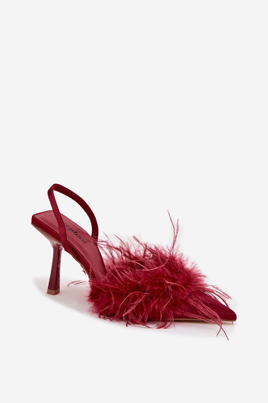 Sophisticated women's high heels by Step in Style, featuring exquisite feather detail and an elegant design, perfect for adding charm to evening outfits.