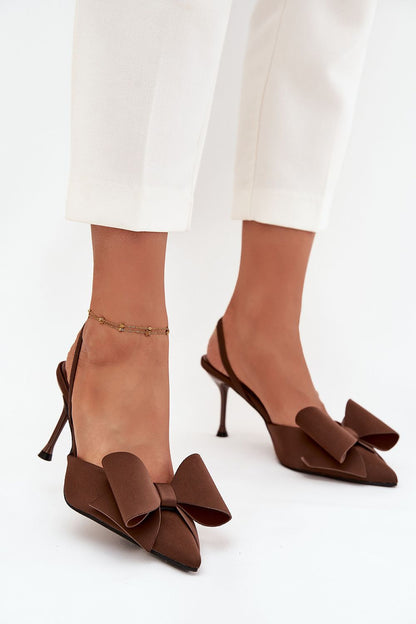 Elegant open heel high heels for women by Step in Style, featuring a charming bow detail and pointed toes, perfect for formal and casual occasions.