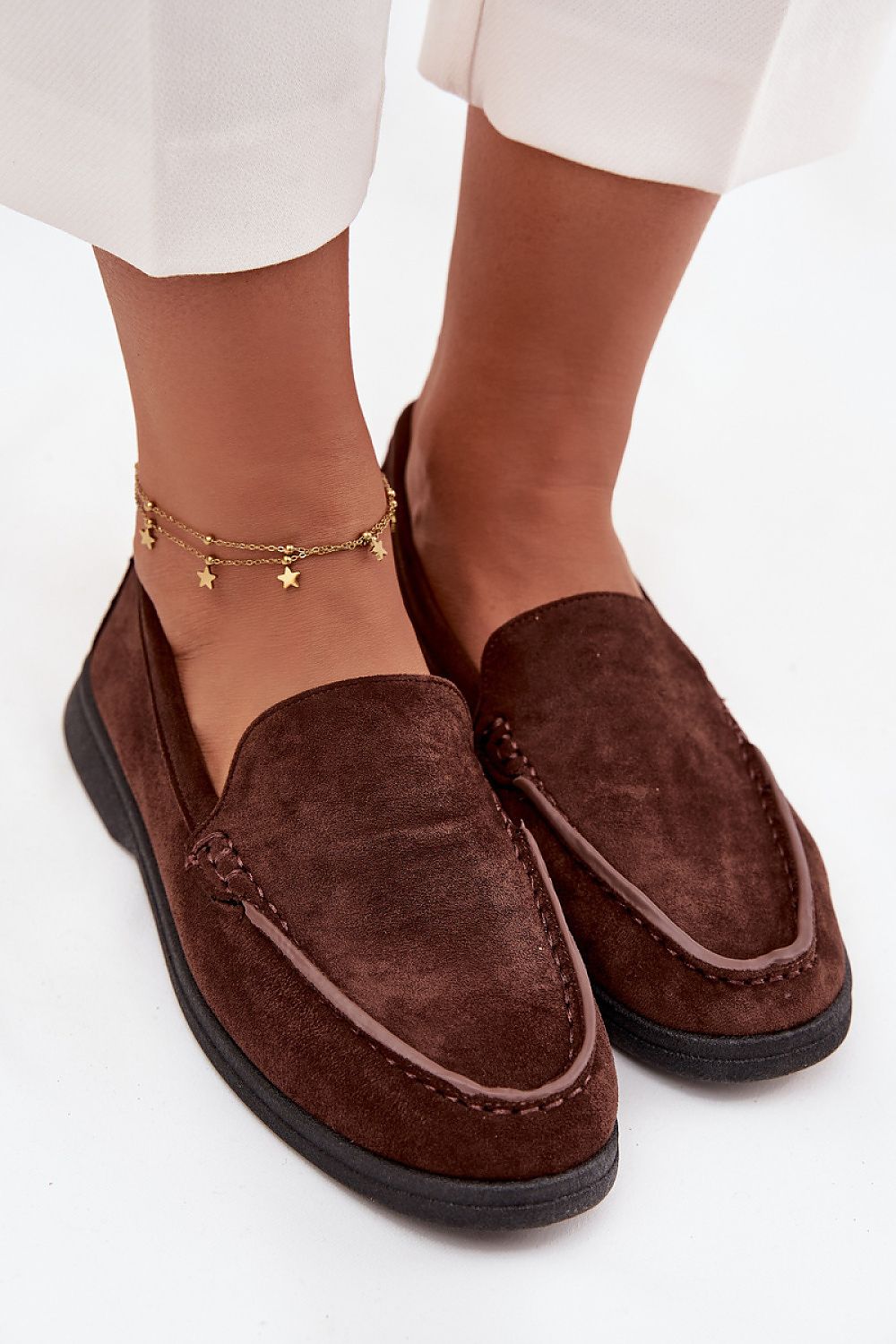 Luxury women's moccasins in chocolate eco suede by Step in Style, featuring elegant design for sizes EU 36-41, perfect for both casual and formal occasions.