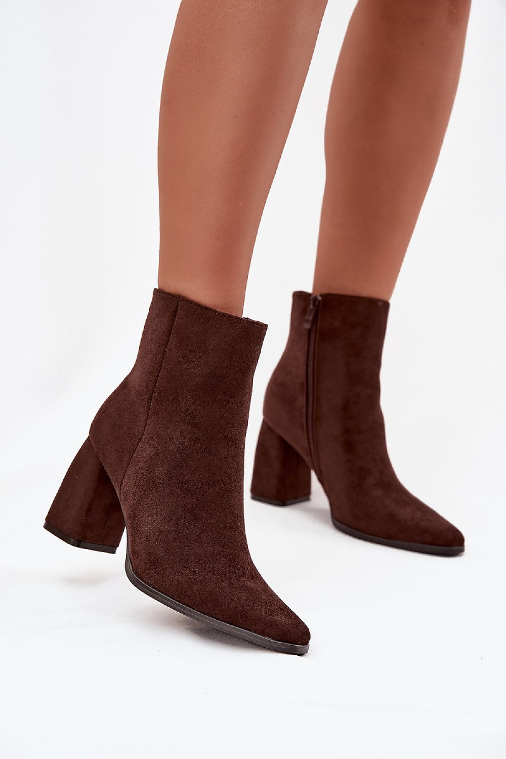 Elegant eco suede women's ankle boots by Step in Style, featuring an 8.5 cm heel and zip closure, perfect for chic autumn-winter outfits.