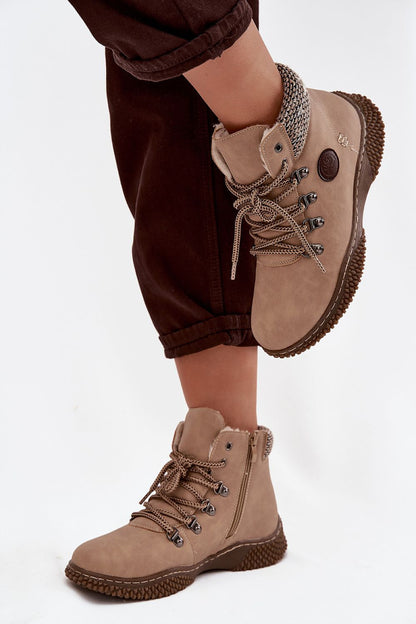 Elegant women's eco leather ankle boots featuring a zipper and lacing design, perfect for winter outings by Step in Style.