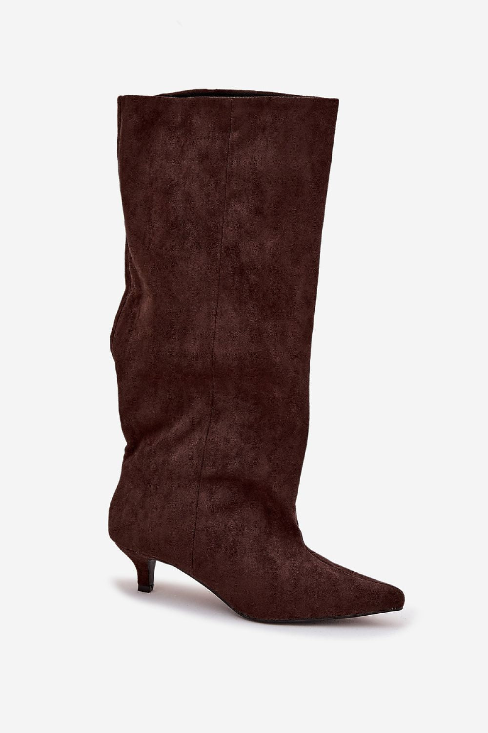 Elegant women's faux suede heel boots by Step in Style, featuring a slip-on design and low heel for ultimate comfort, perfect for any sophisticated outfit.