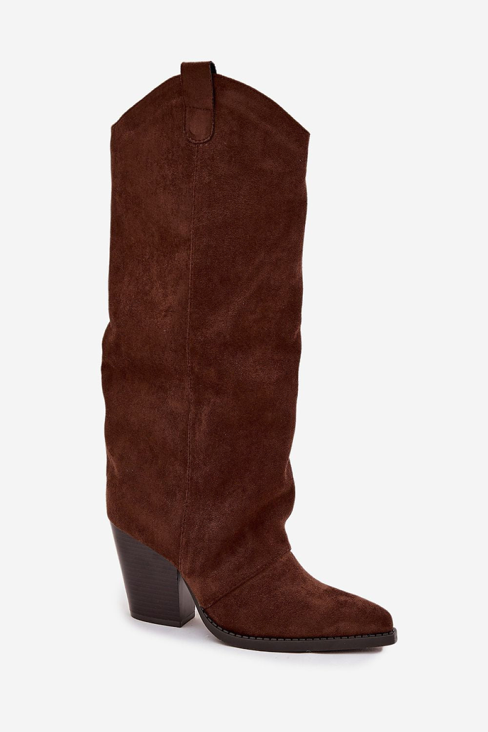 Luxurious women's eco suede cowboy heel boots by Step in Style featuring a stylish western design and comfortable 8.5 cm heel for elevated elegance.