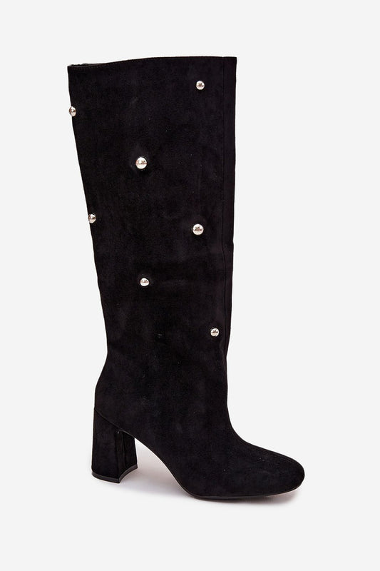 Luxury Women's Eco Suede Knee-High Boots from Step in style featuring 8 cm pillar heels, perfect for autumn-winter fashion.