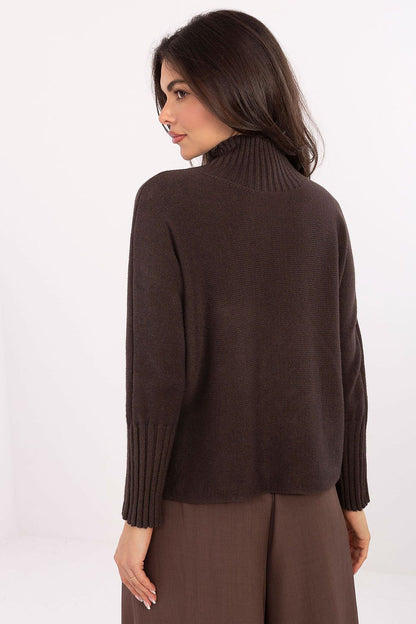 Rue Paris turtleneck sweater, featuring a versatile design perfect for both everyday wear and work, styled beautifully with pants and skirts.