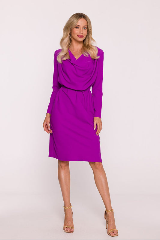 Elegant pencil dress by Stylove displayed in a stylish pose highlighting the feminine silhouette and delicate side slit.