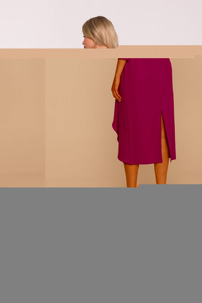 Stylove elegant cocktail dress styled for a chic evening look, highlighting the flattering silhouette and frill detail.