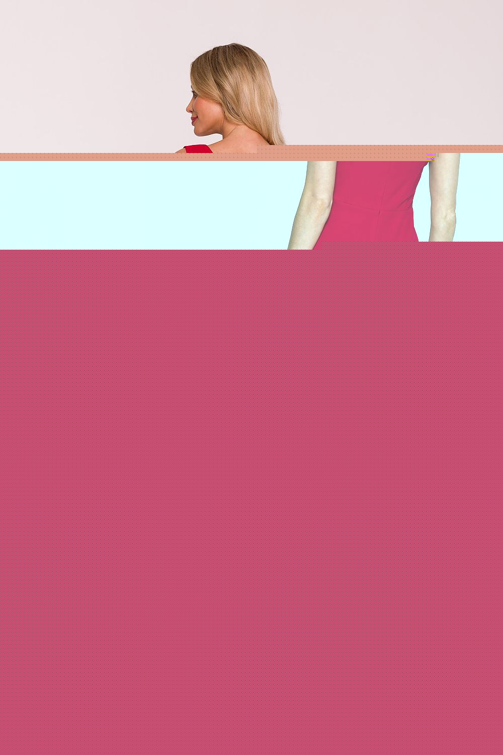 Stylove evening dress zipper detail at the back, ensuring ease of wear and maintaining a sleek profile for elegant evenings.