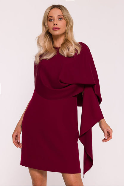 Stylove Elegant Cocktail Dress with a decorative cape, exemplifying chic sophistication for formal events.