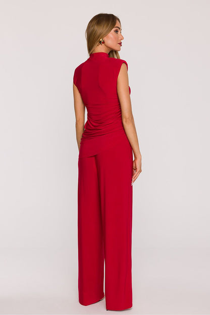 Elegant Modern Women's 2-Piece Knit Set by Moe featuring a chic turtleneck blouse and stylish wide-leg pants, perfect for refined everyday wear.
