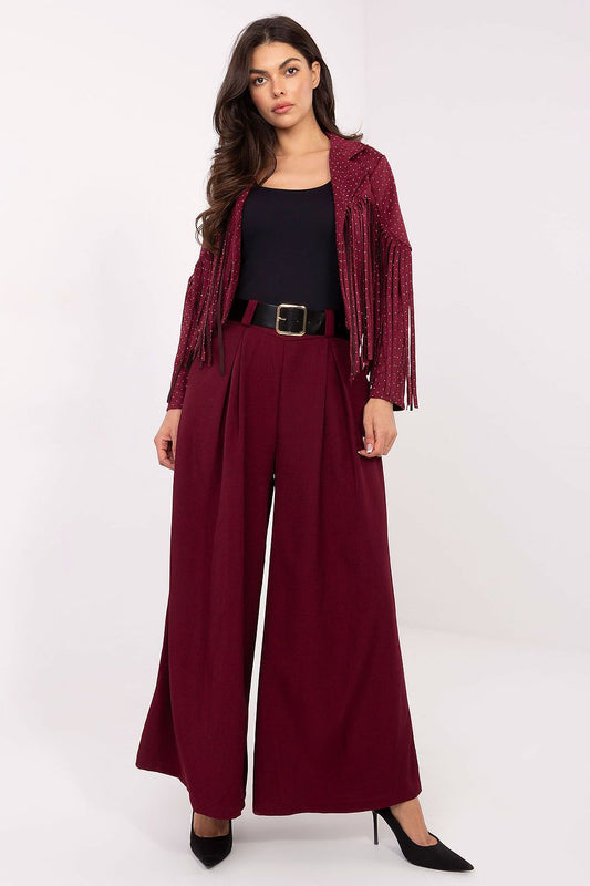Elegant Women's Palazzo Pants by Italy Moda featuring high waist and adjustable belt, made from premium viscose blend for a luxurious silhouette.