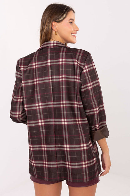 Sophisticated checked work jacket by Italy Moda, designed for women, featuring a timeless pattern and comfortable fit ideal for elegant occasions.
