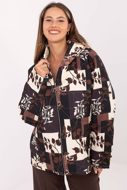 Italy Moda women's quilted jacket with zipper and practical side pockets, showcased for its chic casual look and versatility.