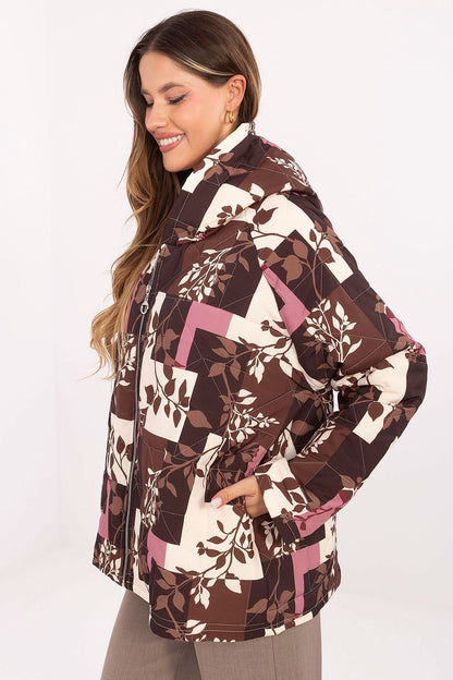 High-quality Italy Moda Women's Quilted Jacket showcasing a unique colourful pattern, perfect for adding flair to transitional outfits.