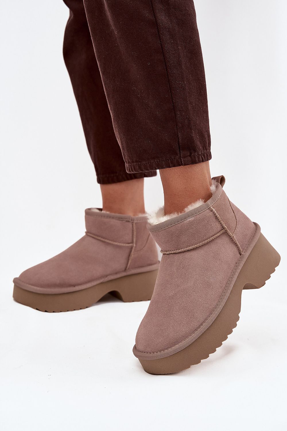 Luxurious women's suede snow boots with fur lining from Step in Style, featuring a 9.5 cm upper and a 4 cm platform, perfect for winter elegance and comfort.