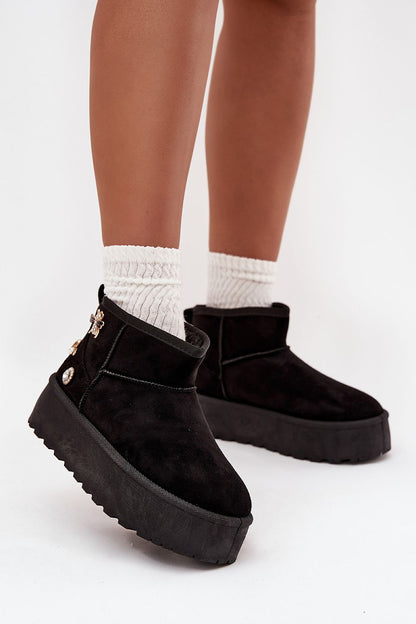 Elegant luxury women's faux suede snow boots with fur lining by Step in Style, showcasing a sophisticated design perfect for winter wear.