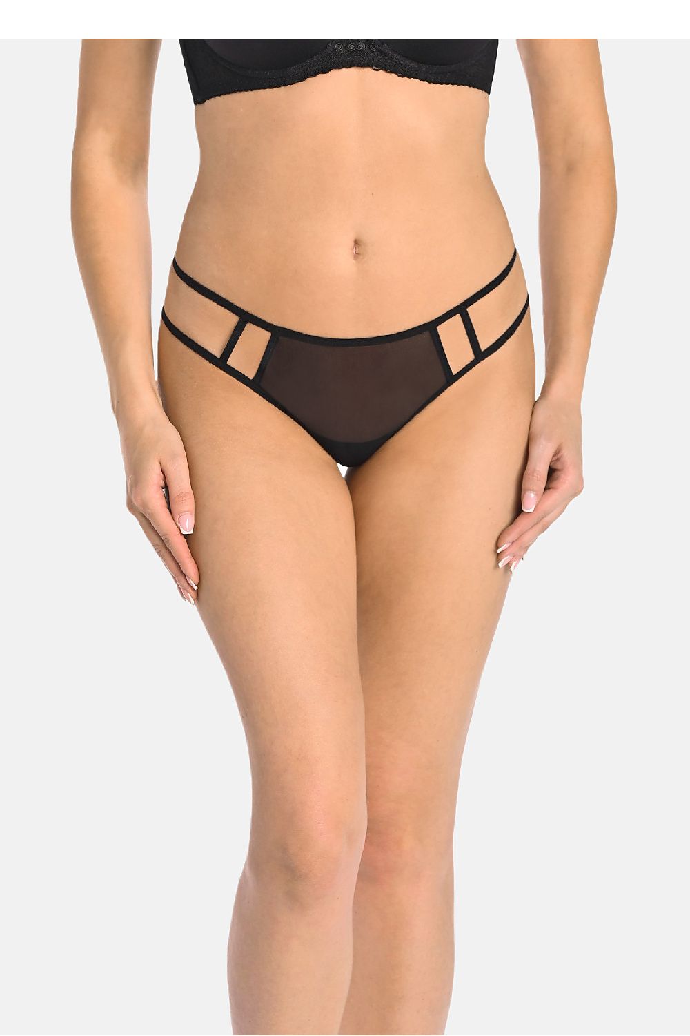 Luxury sheer mesh thong by Teyli featuring delicate geometric pattern and thin elastic straps for ultimate comfort, designed for women in sizes XS to XXL.