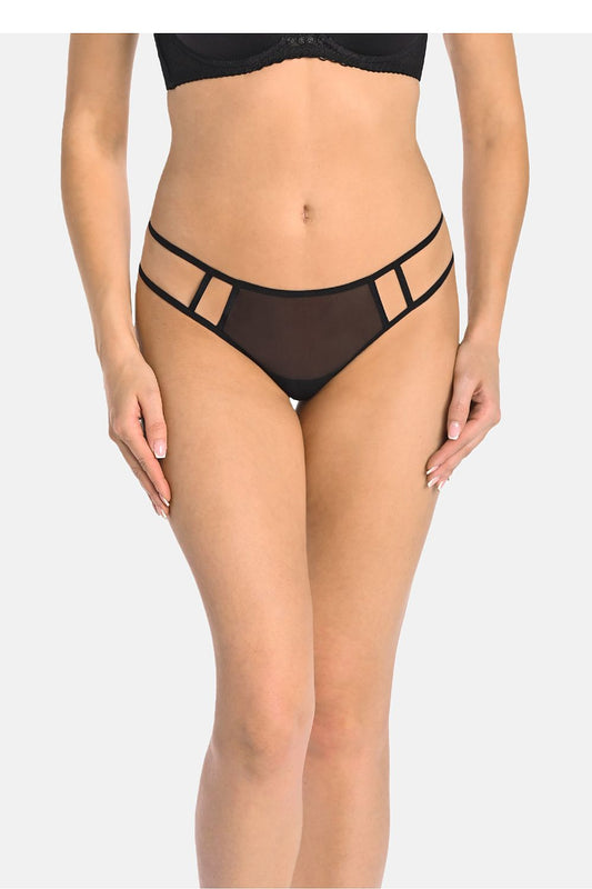 Luxury sheer mesh thong by Teyli featuring delicate geometric pattern and thin elastic straps for ultimate comfort, designed for women in sizes XS to XXL.