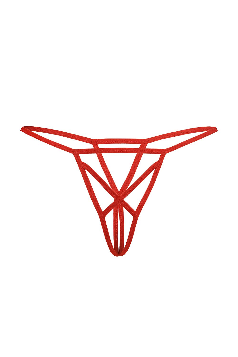 Sensual red thong from the Teyli collection, crafted with high-quality nylon and spandex, highlighting the beauty of the female silhouette with a contemporary style.