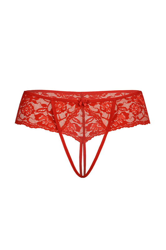 Intricate lace detailing on Teyli's floral lace thongs showcases elegance and femininity in a unique open crotch style.