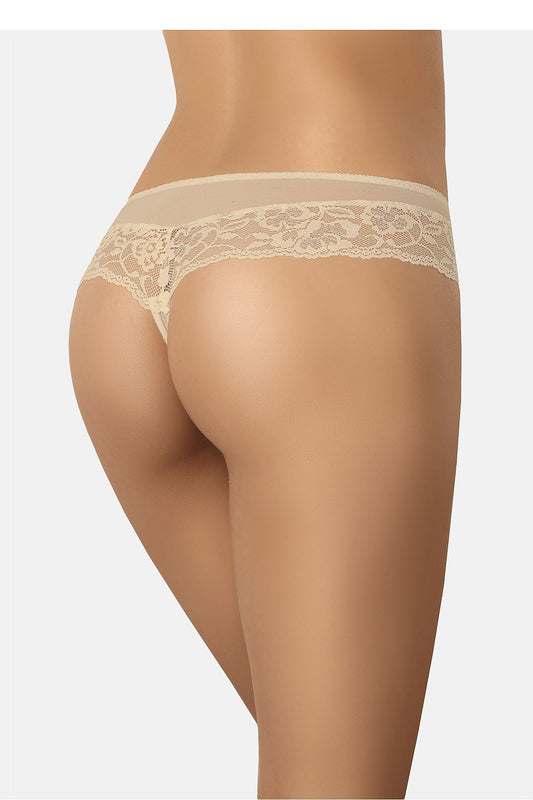 Close-up view of Teyli's Luxury Lace Brazilian Panties highlighting the intricate floral lace detail and soft cotton lining for comfort.