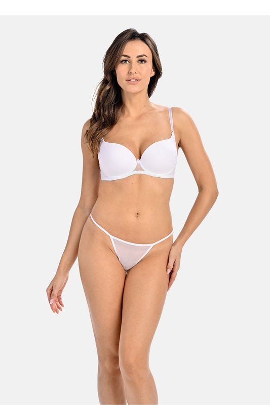 Teyli Women's sexy white thongs made from transparent mesh fabric, designed for elegance and comfort, showcasing a minimalist cut and delicate cotton lining for freshness.