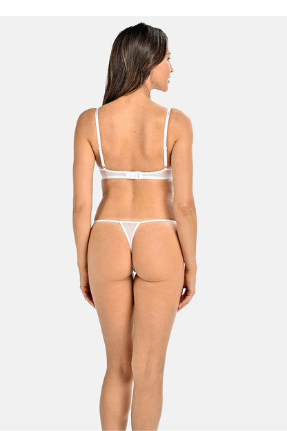 Elegant Teyli women's sexy white thongs made of transparent mesh, showcasing a luxurious design that combines comfort and beauty.