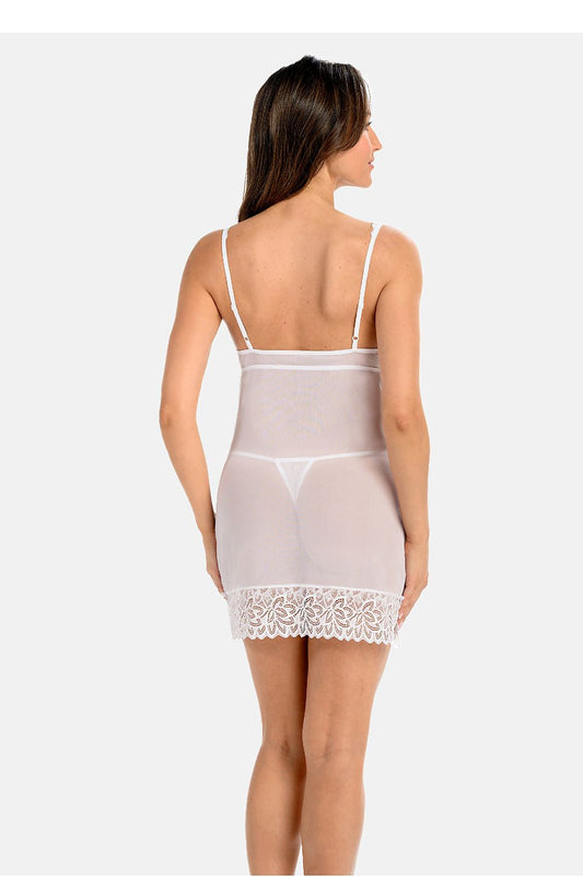 Teyli Women's Lace and Mesh Shirt in white, featuring soft profiled cups and elegant design, ideal for sensual wear and perfect for gifting