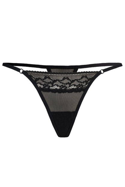 Full view of Teyli Women's Red Thong Lingerie Set, featuring a combination of floral lace and transparent mesh for a stunningly elegant appearance.