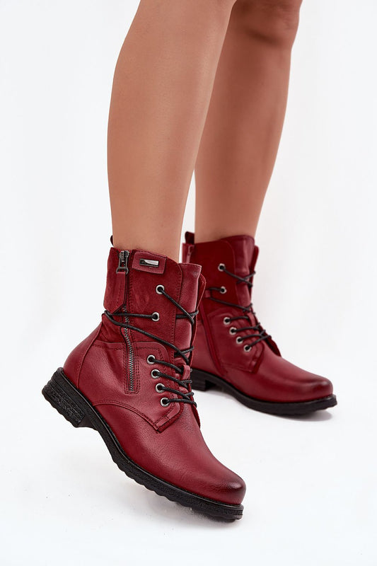 Luxury flat-heeled women's ankle boots with double zip and lacing by Step in Style, showcasing elegant design and premium ecological leather.