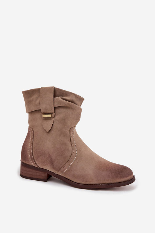 Luxurious women's eco suede ankle boots by Step in Style, designed with rounded toes, easy zip closure, and insulated interior, ideal for colder days in sophisticated style.