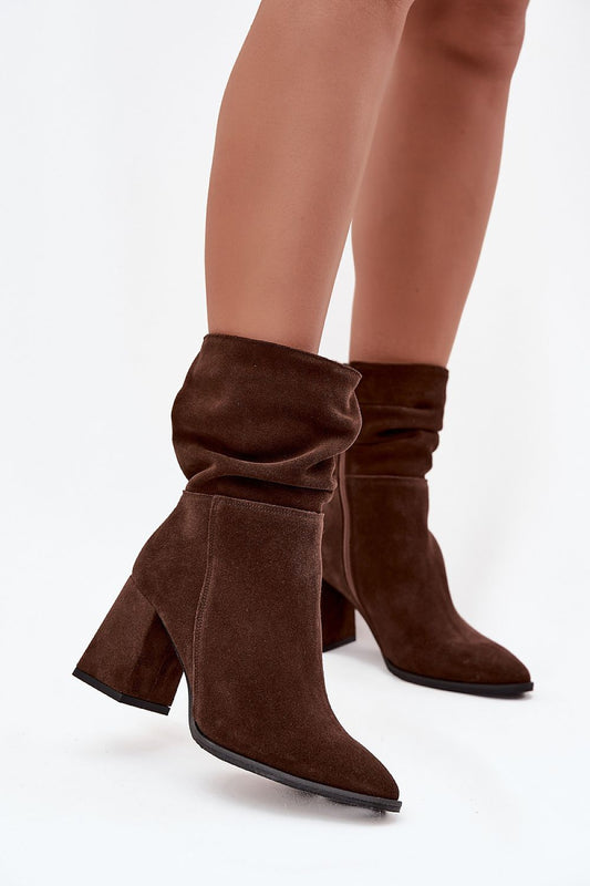 Luxury women's elegant suede ankle boots by Step in Style featuring an 8cm heel and warm felt lining, perfect for chic winter outfits.