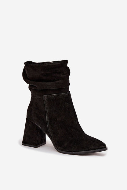 Step in style elegant women's suede ankle boots featuring a stylish column heel and felt lining, perfect for cooler days.