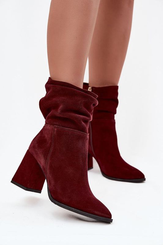 Elegant women's suede ankle boots with felt lining by Step in Style, showcasing an 8 cm heel, perfect for stylish winter outfits.