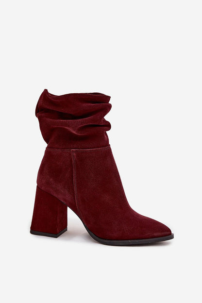Luxurious suede ankle boots for women with a comfortable felt lining from Step in Style, featuring a chic almond toe design and side zipper for easy wear.