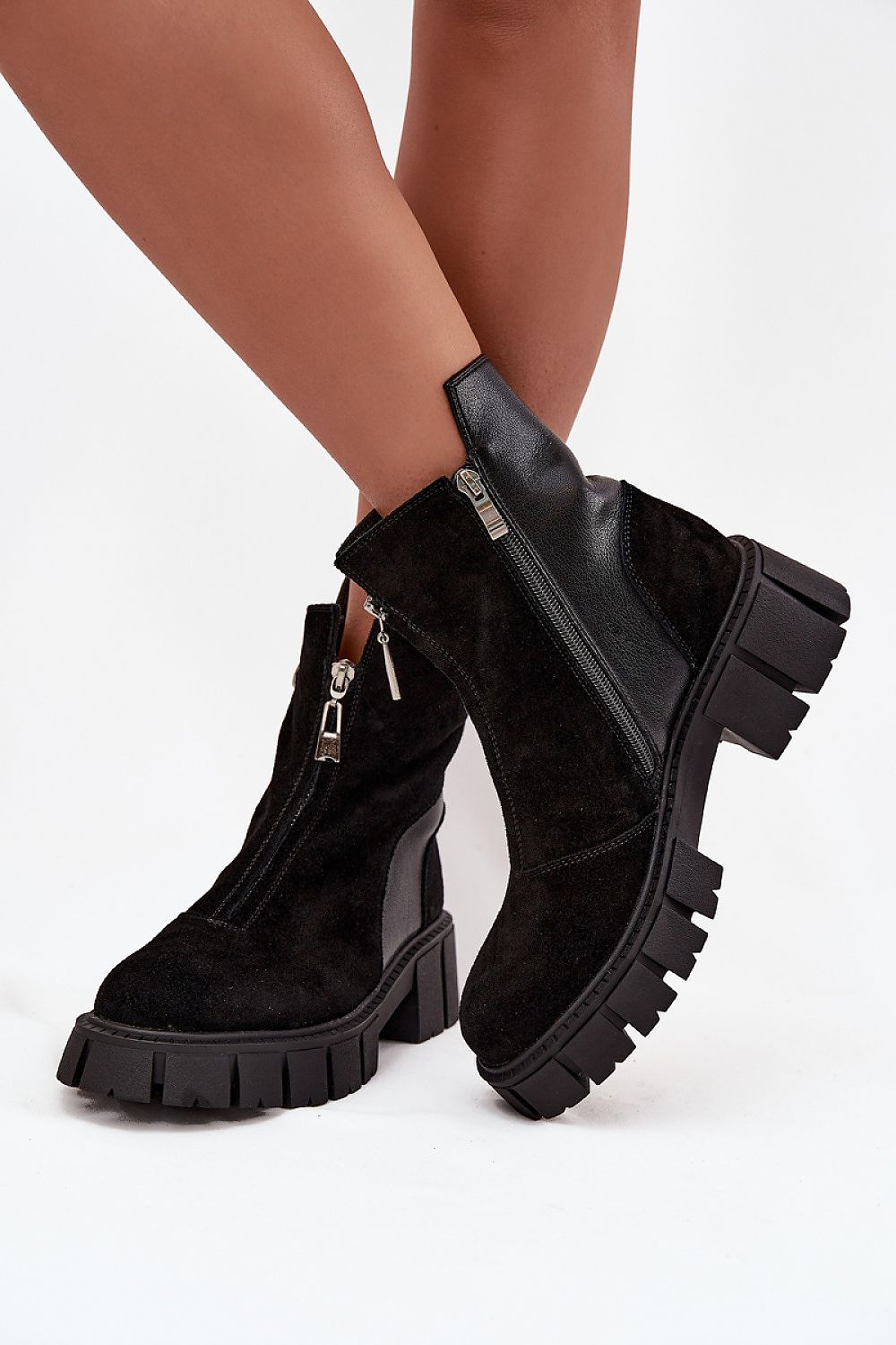 Chic Step in Style women's suede ankle boots showcasing a fashionable look with side zipper and classic block heel, ideal for versatile outfits.