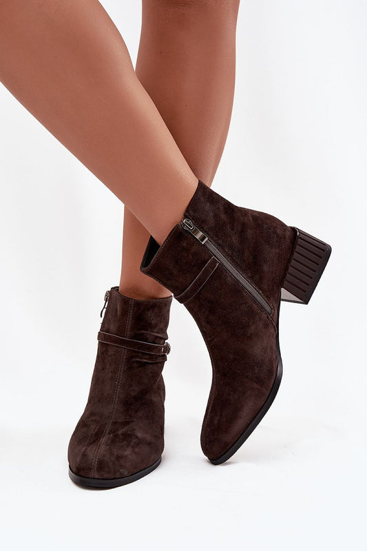 Elegant women's suede ankle boots with zipper and block heel by Step in Style, showcasing a sophisticated design perfect for everyday wear.