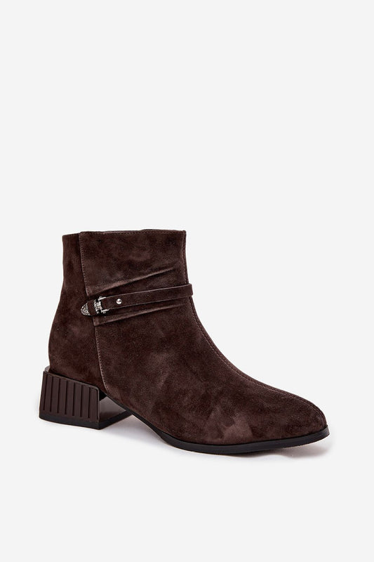 Stylish and comfortable suede ankle boots for women featuring a durable block heel and chic zipper, crafted by Step in Style for a luxurious look.