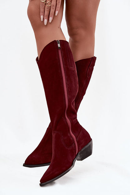 Elegant luxury cowgirl boots by Step in Style made from high-quality suede featuring pointed toes and felt lining for superior comfort.