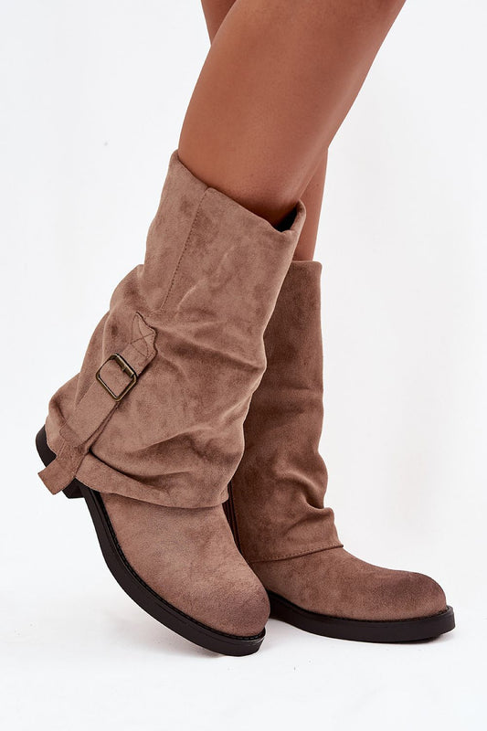 Luxurious Women's Eco Suede Thigh-High Boots by Step in Style featuring a stylish buckle strap, perfect for elegant autumn-winter outfits, available in sizes EU 36-41.