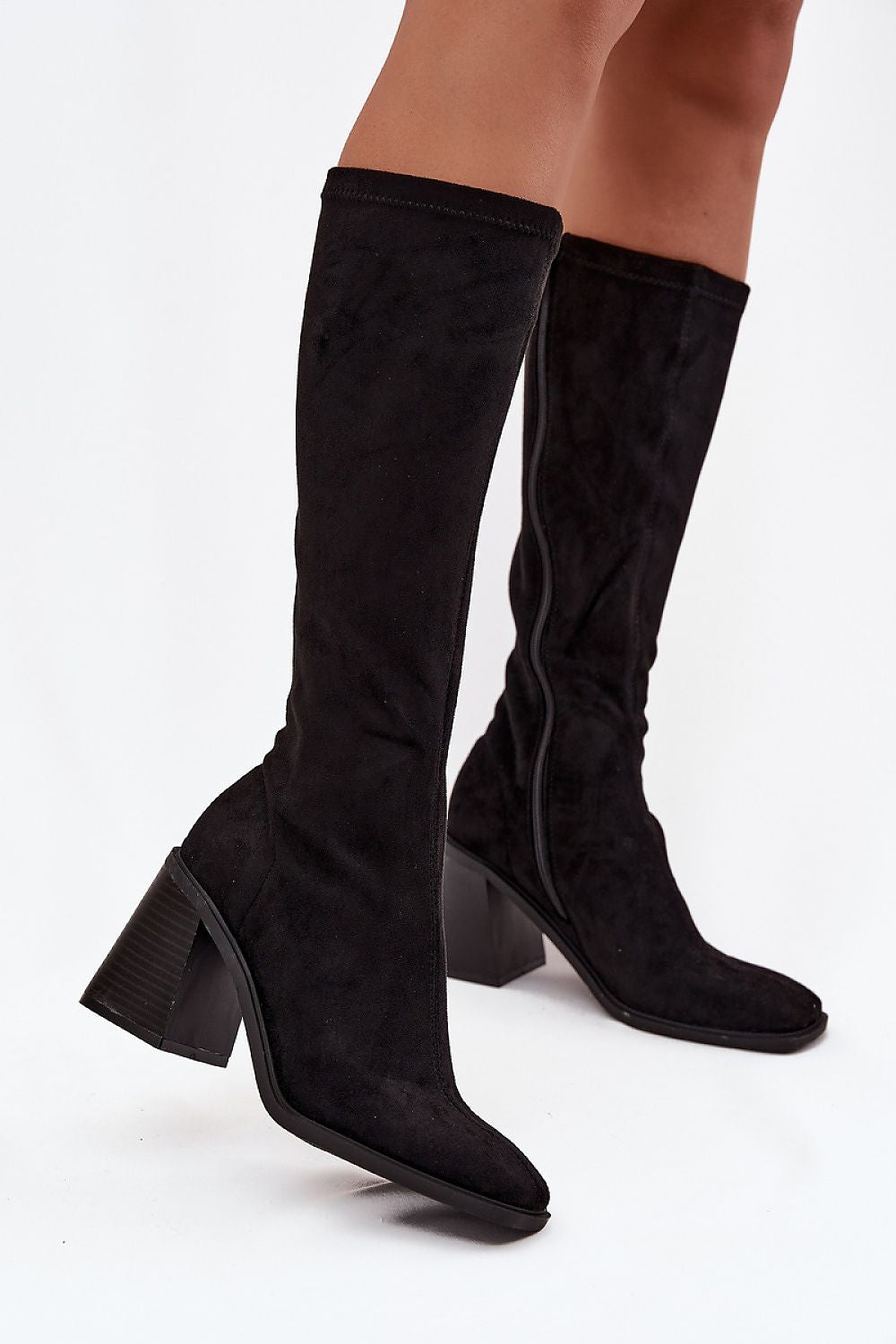 Elegant Eco Suede Women’s Heel Boots with Zipper by Step in Style, featuring a chic autumn-winter design, stable column heel, and soft texture.