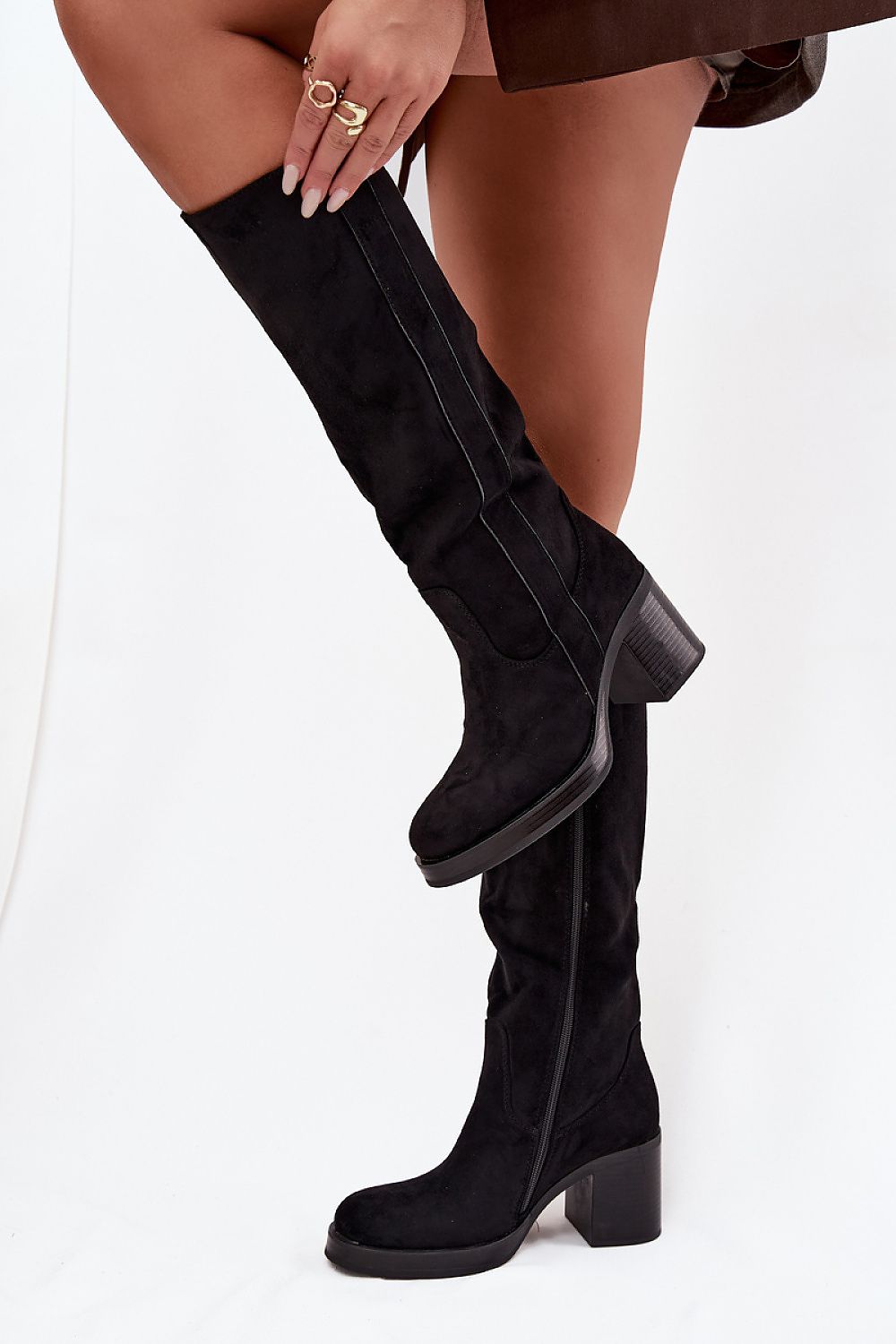 Fashionable women's heel boots by Step in Style made from eco-suede, designed with a practical zipper closure and providing thermal comfort for the colder months.